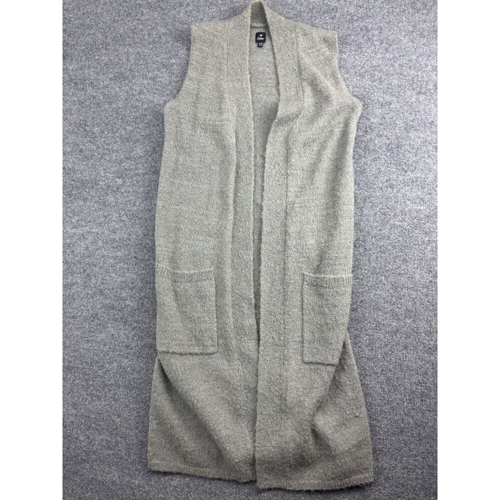 Echo New York Cardigan Sweater Women's S/M‎ Gray Wool Blend Pockets Long Duster